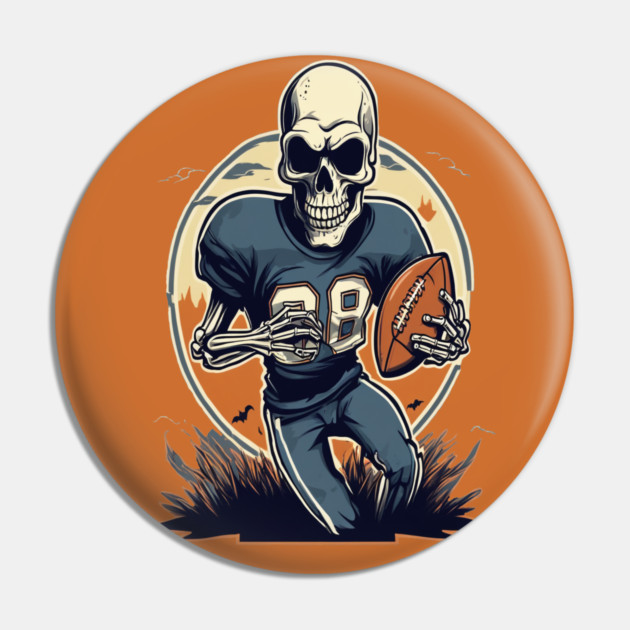 Halloween Skeleton Playing Football Pin by BirdsnStuff