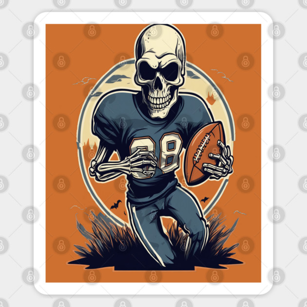 Halloween Skeleton Playing Football Sticker by BirdsnStuff