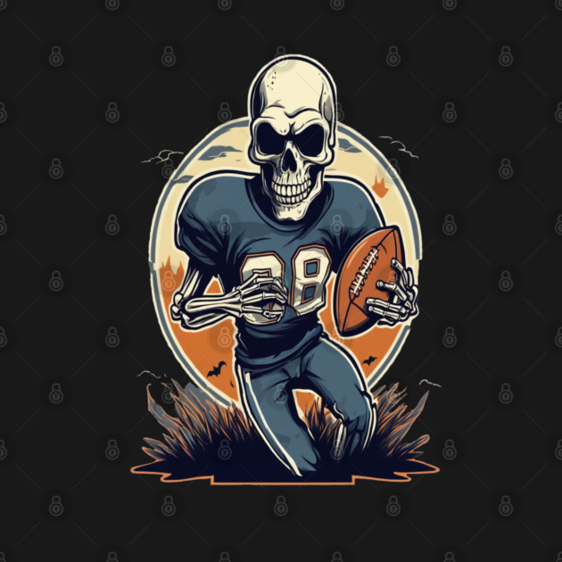 Halloween Skeleton Playing Football by BirdsnStuff