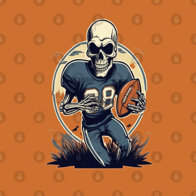 Halloween Skeleton Playing Football by BirdsnStuff