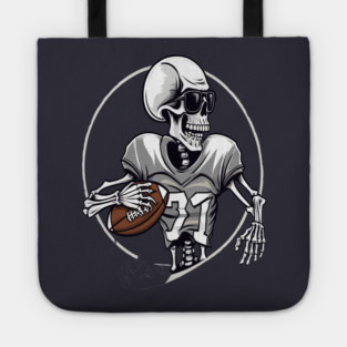 Halloween Skeleton Playing Football Tote