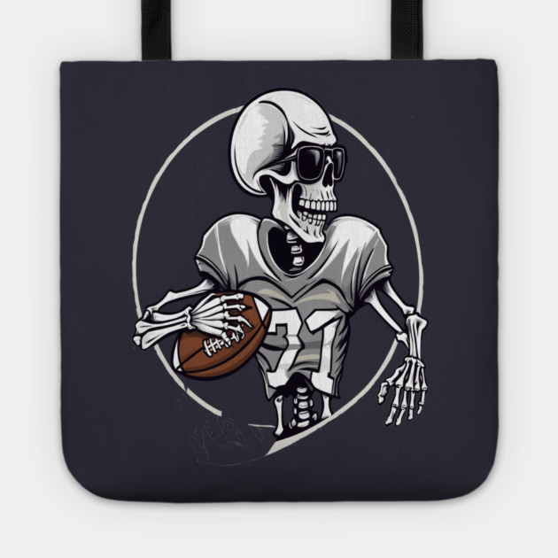 Halloween Skeleton Playing Football Tote by BirdsnStuff