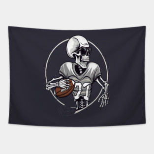 Halloween Skeleton Playing Football Tapestry