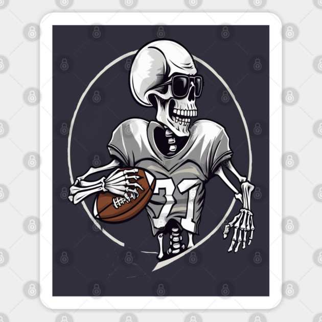 Halloween Skeleton Playing Football Sticker by BirdsnStuff
