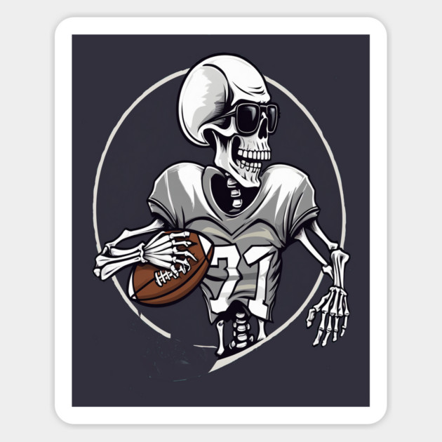 Halloween Skeleton Playing Football Magnet by BirdsnStuff