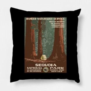 Vintage Sequoia National Park Poster (new) Pillow
