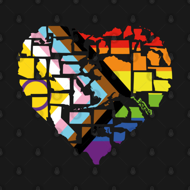 Intersex-Inclusive Progress Pride Flag Shirt Love Not Hate 2SLGBTQ+ Pride in All 50 States Gay Pride Shirts Queer Pride Bisexual Pride by Yesteeyear