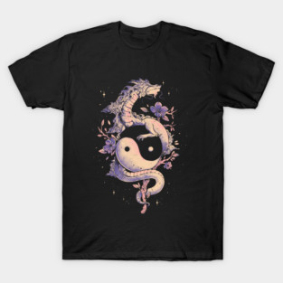 Dragon Flower - Cool Oriental Yin Yang Gift T-Shirt