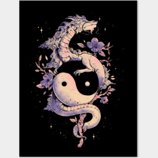 Dragon Flower - Cool Oriental Yin Yang Gift Posters and Art