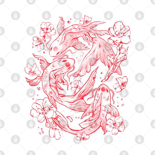 Red Koi - Aesthetic Oriental Koi Fish Gift by eduely