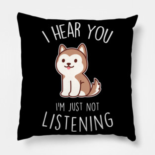 Red Husky Dog Not Listening Pillow
