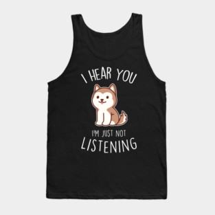 Red Husky Dog Not Listening Tank Top