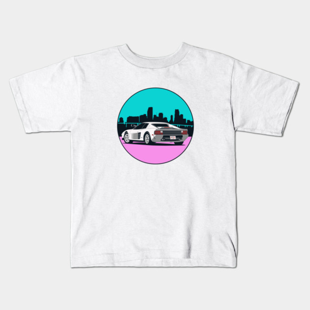 Miami Nice Ferrari Testarossa Kids T-Shirt by taomotorsport