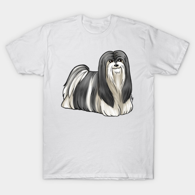 Dog - Lhasa Apso - Black and White T-Shirt by Jen's Dogs Custom Gifts and Designs