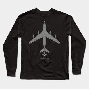 KC-135 Stratotanker Aerial Refueler Tech Drawing Military Tanker Airplane Long Sleeve T-Shirt
