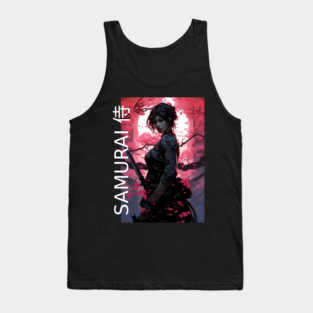 Japanese Sakura Samurai Girl Tank Top