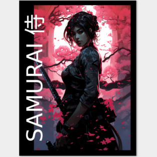 Japanese Sakura Samurai Girl Posters and Art
