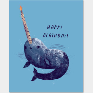 narwhal birthday Posters and Art
