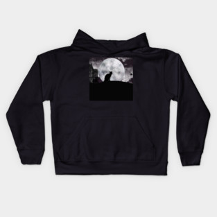 Black Cat & Full Moon Kids Hoodie