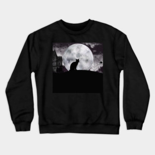 Black Cat & Full Moon Crewneck Sweatshirt