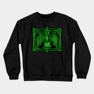 Vintage Vampire Bat illustration in Green Crewneck Sweatshirt