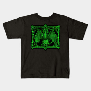 Vintage Vampire Bat illustration in Green Kids T-Shirt