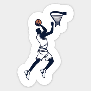 Basketball Player and Hoop Design Sticker