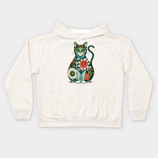 Flower Cat Art Design Kids Hoodie