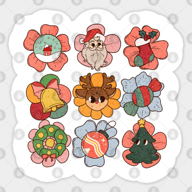 Fun Retro Christmas Designs array Sticker by Luxinda