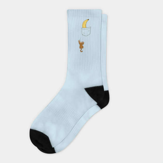 Cute monkey climbing up to banana in pocket design Socks by Luxinda