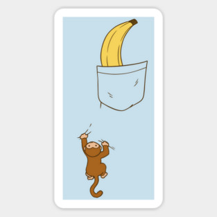 Cute monkey climbing up to banana in pocket design Magnet