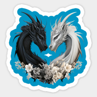 Dragons in Heart Shape Sticker