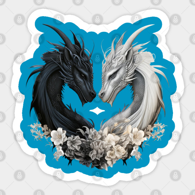 Dragons in Heart Shape Sticker by Luxinda