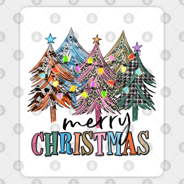 Merry Christmas Western Flannel Trees Sticker by Luxinda