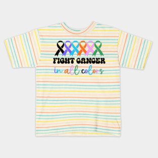 Multi colored ribbons cancer awareness Kids T-Shirt