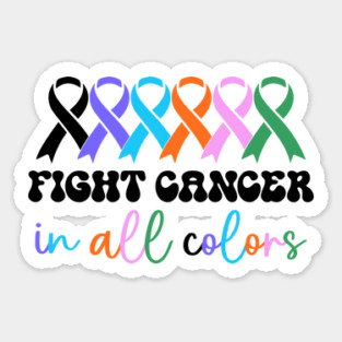 Multi colored ribbons cancer awareness Sticker