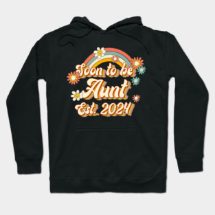 Soon To Be Aunt Est. 2024 Family 60s 70s Hippie Costume Hoodie