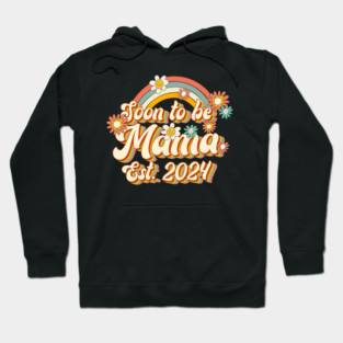 Soon To Be Mama Est. 2024 Family 60s 70s Hippie Costume Hoodie