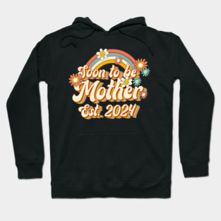 Soon To Be Mother Est. 2024 Family 60s 70s Hippie Costume Hoodie