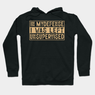 Cool Funny Tee In My Defense I Was Left Unsupervised Hoodie