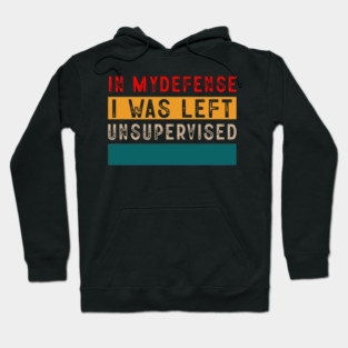 Cool Funny Tee In My Defense I Was Left Unsupervised Hoodie