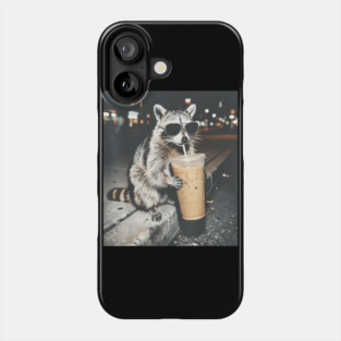 Raccoon-Drinking-Iced-Coffee Phone Case