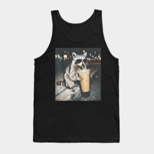 Raccoon-Drinking-Iced-Coffee Tank Top