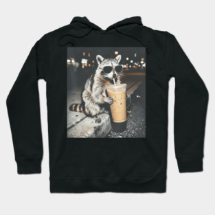 Raccoon-Drinking-Iced-Coffee Hoodie