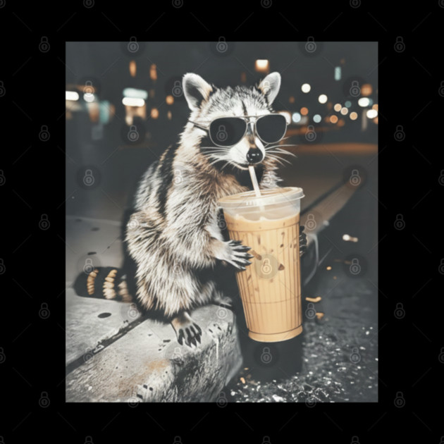 Raccoon-Drinking-Iced-Coffee by BlackMeme94