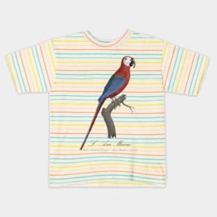 Red and Green Macaw Parrot - L' Ara Macao - Jacques Barraband 19th century Illustration Kids T-Shirt