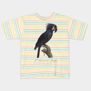 Palm Cockatoo Parrot / L' Ara Noir a Trompe - Jacques Barraband 19th century Illustration Kids T-Shirt