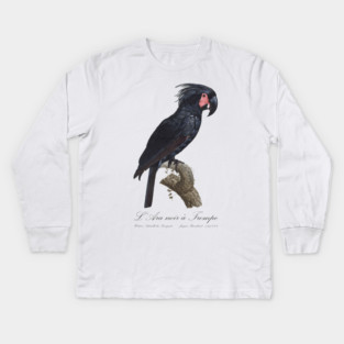 Palm Cockatoo Parrot / L' Ara Noir a Trompe - Jacques Barraband 19th century Illustration Kids Long Sleeve T-Shirt