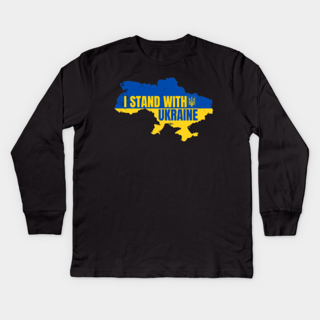 I-Stand-With-Ukraine Kids Long Sleeve T-Shirt by BlackMeme94