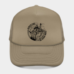 Always Take The Scenic Route Funny Adventure Hiking Camping Hat